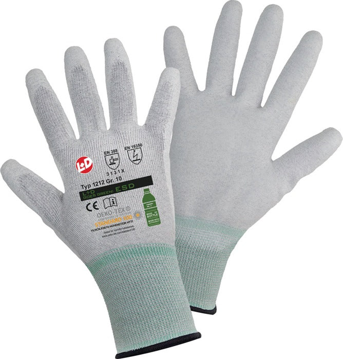 LEIPOLD+DÖHLE Gant à maille fine Goes Green ESD taille 9 gris clair/blanc ( 4000391283 )