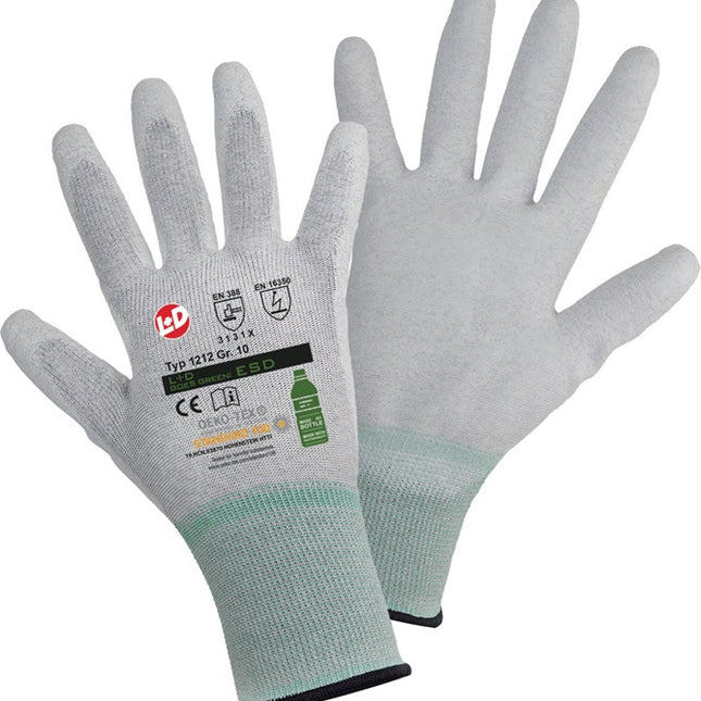 LEIPOLD+DÖHLE Gant à maille fine Goes Green ESD taille 9 gris clair/blanc ( 4000391283 )