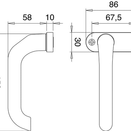 EDI Pièce de perçage de poignée de porte profilée 1391/0800 Aluminium F1 ( 3000200008 )
