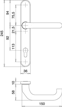EDI Cadre-1/2 Garniture intérieure Kronos 1300/0235 Aluminium F12 ( 3000200025 )