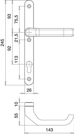 EDI Garniture de porte profilée Atlas 1200/K22/2026 aluminium F1 ( 3000200041 )