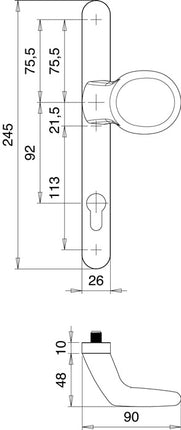 EDI Garniture de porte profilée Atlas 1200/K22/2026 aluminium F1 ( 3000200041 )