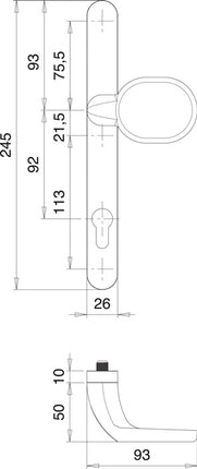 EDI Garniture de porte profilée Atlas 1200/K22/2026 aluminium F1 ( 3000200041 )