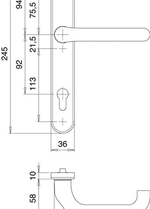 EDI Garniture de porte profilée Kronos 1300/0035 acier inoxydable EST ( 3000200033 )