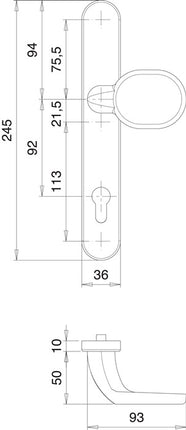 EDI Garniture de porte profilée Kronos 1300/K22/035 Acier inoxydable EST ( 3000200034 )