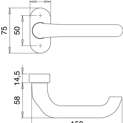 EDI Pièce de perçage de poignée coupe-feu 1300/2133 aluminium F1 ( 3000200043 )