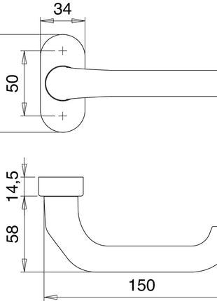 EDI Pièce de perçage de poignée anti-feu 1300/2133 Aluminium F12 ( 3000200044 )