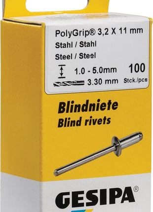 GESIPA Rivet POP PolyGrip® tige de rivet D. x l 3,2 x 11 mm ( 4000813775 )