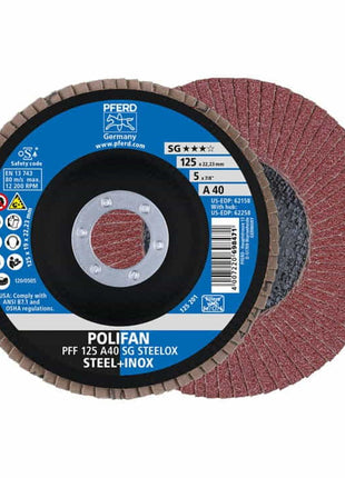 Arandela dentada PFERD POLIFAN A SG STEELOX Ø 115 mm grano 40 plana (4000841550)