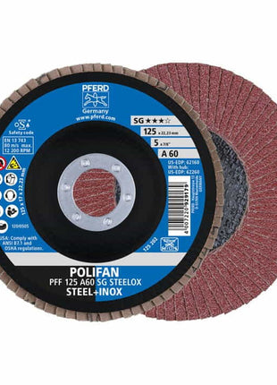 Arandela dentada PFERD POLIFAN A SG STEELOX Ø 125 mm grano 60 plana (4000842581)