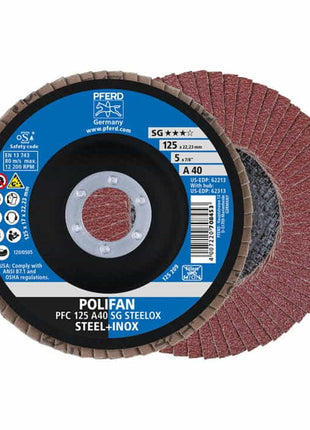 PFERD Disque à lamelles POLIFAN A SG STEELOX D. 125 mm granulation A-40 conique ( 4000841563 )