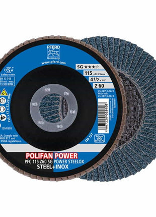 Arandela dentada PFERD POLIFAN Z SG POWER STEELOX Ø 125 mm grano 60 (4000841566)