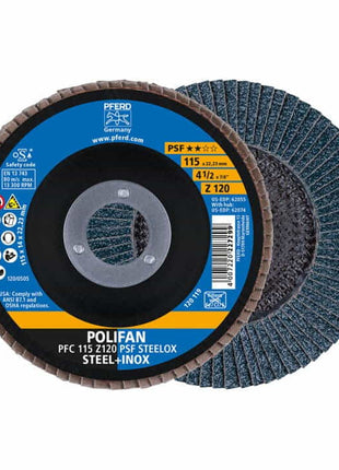 PFERD flap disc POLIFAN Z PSF STEELOX Ø 125 mm grain size 60 conical ( 4000842597 )