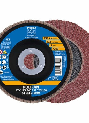 PFERD Disque à lamelles POLIFAN A PSF STEELOX D. 125 mm granulation A-40 conique ( 4000842591 )