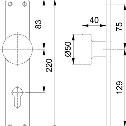 HOPPE Bouton de porte 54/202 aluminium F2 72 mm ( 3000252039 )