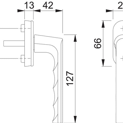 Poignée de fenêtre HOPPE Hambourg 0700L/U26 aluminium F9 aluminium couleur acier ( 3000203152 )