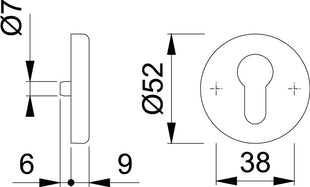 HOPPE Paire de rosaces de clé 42KVS aluminium F1 ( 3000252113 )