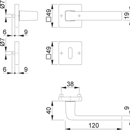 HOPPE Garniture à rosette Dublin 1124 / 843KV/843KVS aluminium F1 ( 3000203135 )