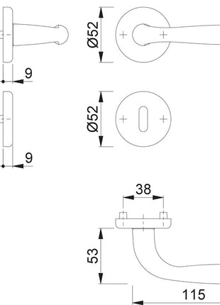 HOPPE Garniture à rosette Maribor 1766 / 17KV/17KVS aluminium F1 ( 3000203144 )