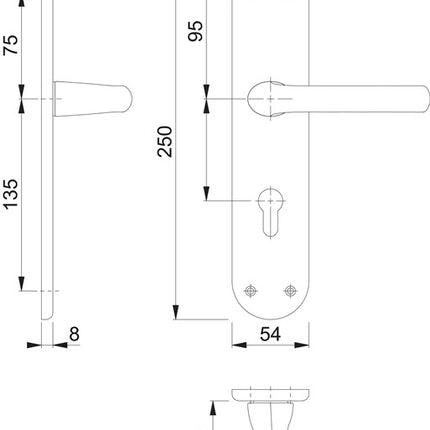 HOPPE Garniture de rénovation Tôkyô 1710/3334 aluminium F1 ( 3000203150 )