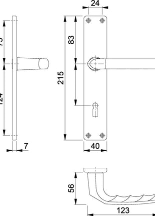 HOPPE Langschildgarnitur Birmingham 1117/202SP Aluminium F1 ( 3000252985 )