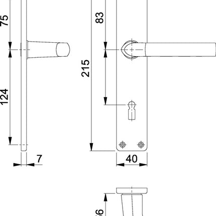 HOPPE Garniture à plaque longue Birmingham 1117/202SP aluminium F1 ( 3000252985 )