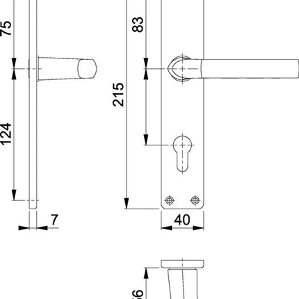 HOPPE Garniture à plaque longue Birmingham 1117/202SP aluminium F1 ( 3000252986 )