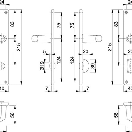 HOPPE Garniture à plaque longue Birmingham 1117/202SP aluminium F1 ( 3000252987 )