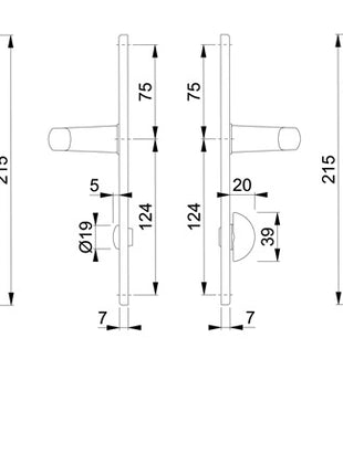 HOPPE Garniture à plaque longue Birmingham 1117/202SP aluminium F2 ( 3000252990 )