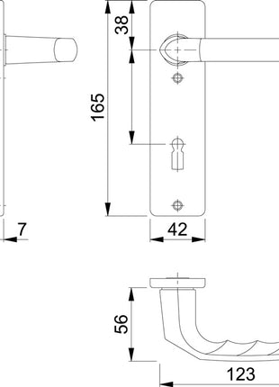 Juego de escudos cortos HOPPE Birmingham 1117/202KP aluminio F1 (3000252946)