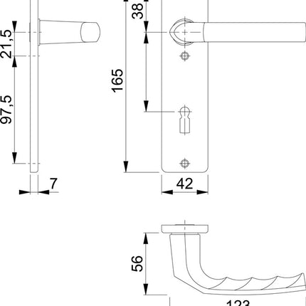 HOPPE Garniture de plaque courte Birmingham 1117/202KP aluminium F1 ( 3000252946 )