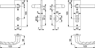 HOPPE Garniture à plaque courte Birmingham 1117/202KP/AP Aluminium F2 ( 3000252944 )