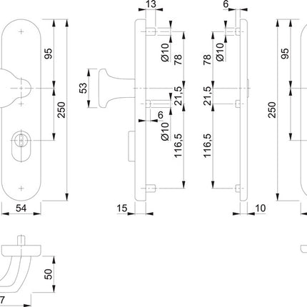 HOPPE Garniture de protection 86G/3332ZA/3310 aluminium F9-2 ( 3000209799 )
