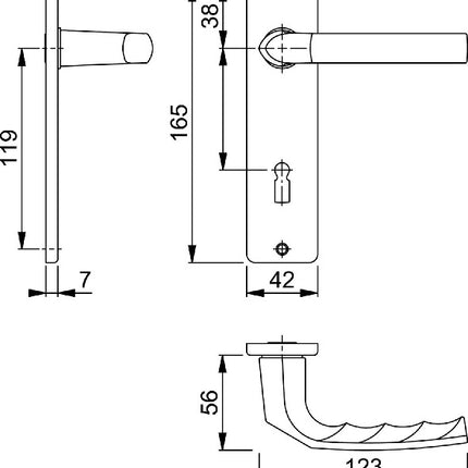 HOPPE Garniture à plaque courte Birmingham 1117/202KP/AP Aluminium F2 ( 3000252943 )