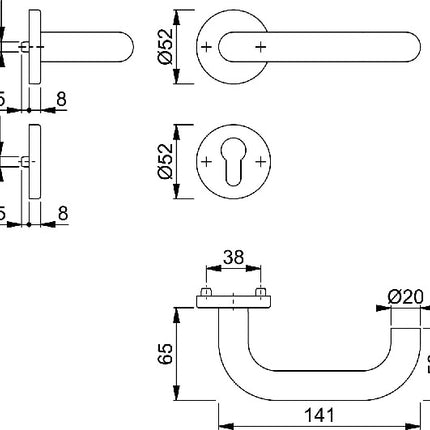 HOPPE Demi-garniture à rosette Paris E138Z/42/42S Acier inoxydable F69 ( 3000220054 )
