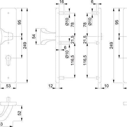 HOPPE Garniture de protection E61G/2221/2210 Acier inoxydable F69 ( 3000209794 )