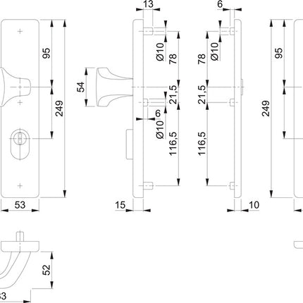 HOPPE Garniture de protection E61G/2222ZA/2210 Acier inoxydable F69 ( 3000209796 )
