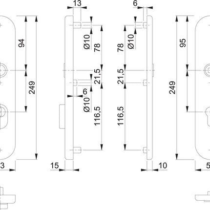 HOPPE Paire de plaques longues E3332ZA/3310 mat F69 ( 3000209805 )