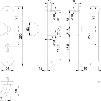 HOPPE Garniture de protection 86G/3331/3310 aluminium F1 ( 3000209783 )