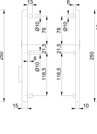 HOPPE Paire de plaques longues E3332ZA/3310 F1 / couleur argent F1 ( 3000209807 )