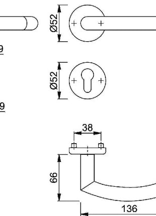 HOPPE Garniture à rosette Alta E1433Z/17KV/17KVS Acier inoxydable F69 ( 3000220081 )