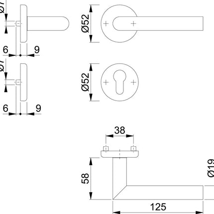 HOPPE Garniture à rosette Utrecht E1444Z/17KV/17KVS Acier inoxydable F69 ( 3000220004 )