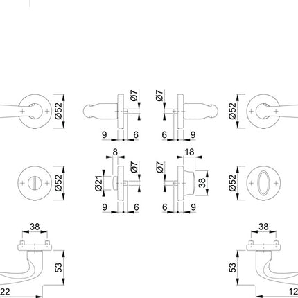 HOPPE Garniture à rosette Verona M151/42KV/42KVS Laiton F71 ( 3000253734 )