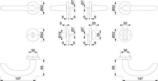 HOPPE Garniture à rosette Marseille 1138/42KV/42KVS aluminium F1 ( 3000252250 )