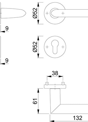 Juego de rosetas HOPPE Stockholm 1140/42KV/42KVS aluminio F1 (3000252244)