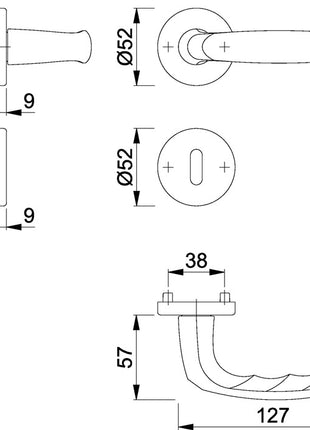 HOPPE Garniture à rosette Atlanta 1530/42KV/42KVS aluminium F1 ( 3000252594 )