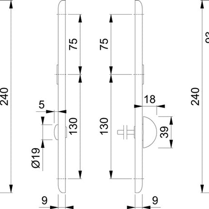 HOPPE Paire de plaques longues 273P F1 / couleur naturelle F1 ( 3000252678 )