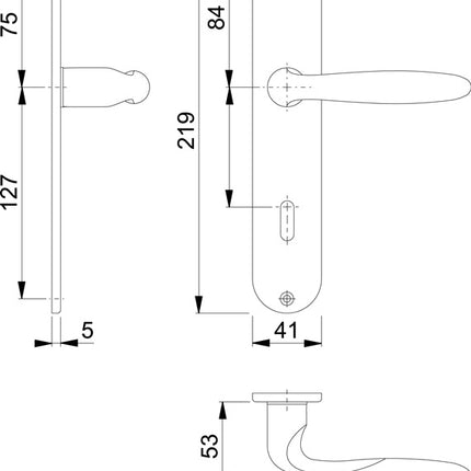 Garniture à plaque longue HOPPE Verona M151/302 laiton F71 ( 3000252651 )
