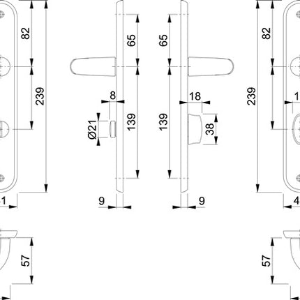 HOPPE Garniture à plaque longue Tôkyô M1710RH/265 Laiton F71 ( 3000252650 )