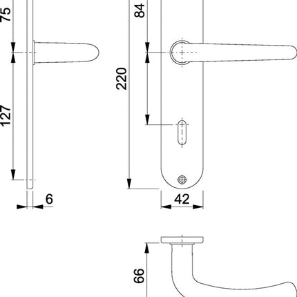 HOPPE Garniture à plaque longue Denver E1310Z/302 Acier inoxydable F69 ( 3000252626 )
